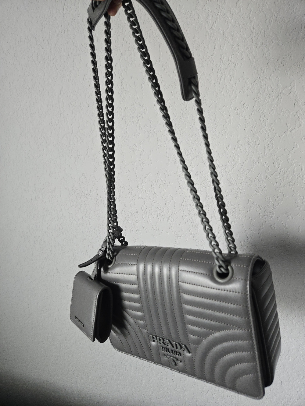 Prada Diagramme Bag Dark Gray